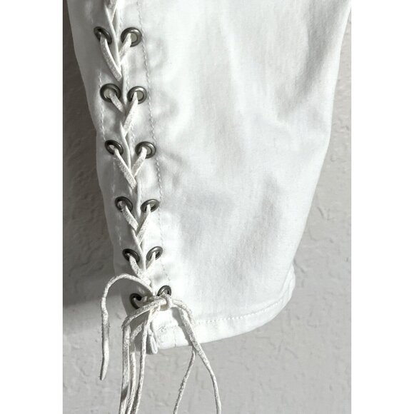 Artisan NY Womens White Cotton Lace-Up Capri Pants Size 14 - Picture 3 of 10